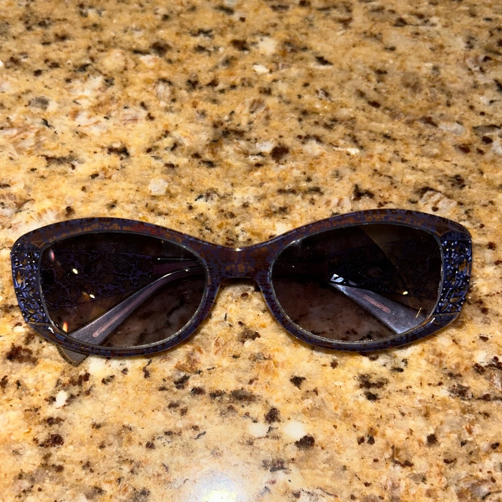 Lafont Paris Lace Print Frame Brown and Dark Purple Sunglasses for Prescription